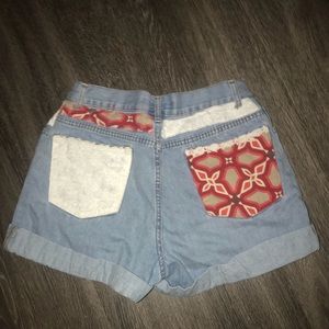 Custom made embroidered high waisted jean shorts